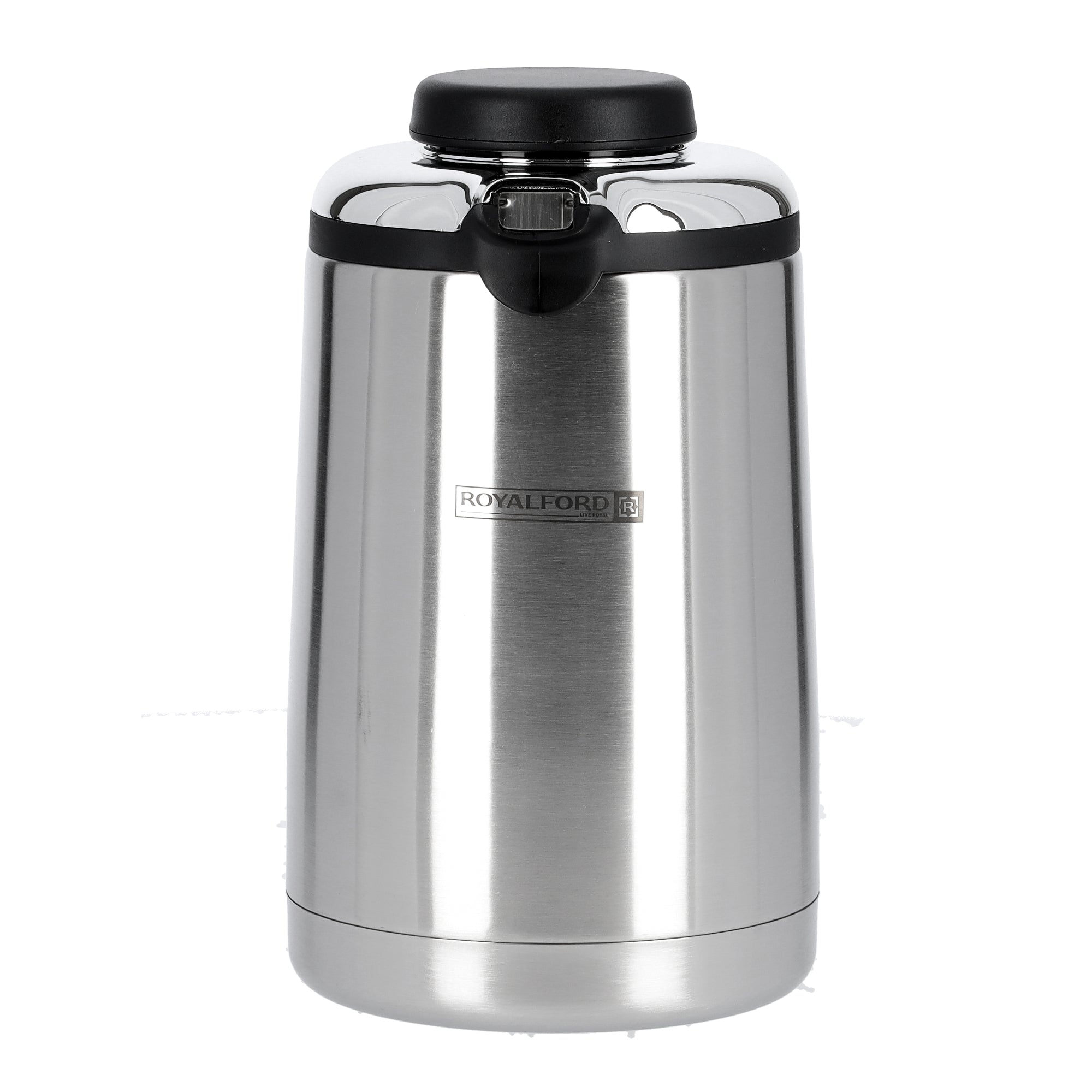 Royalford RF6896 Steel Vacuum Flask - 1.3L| Leak-proof & Portable | 12 Hours Hold & Cold| Ideal for tea, coffee, hot chocolate, soup, smoothies & more Silver/Black