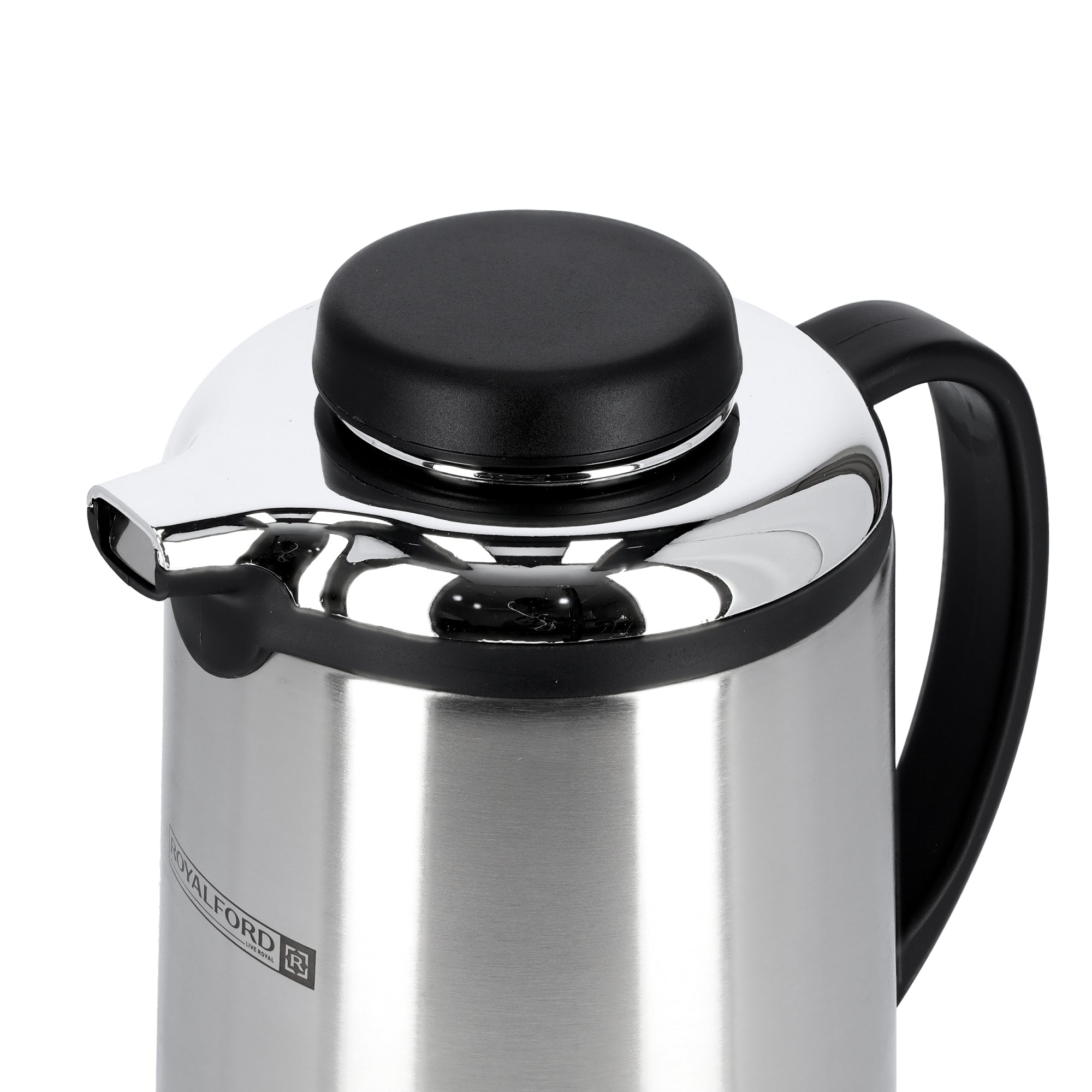 Royalford RF6896 Steel Vacuum Flask - 1.3L| Leak-proof & Portable | 12 Hours Hold & Cold| Ideal for tea, coffee, hot chocolate, soup, smoothies & more Silver/Black