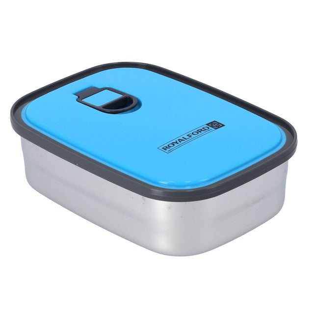 Stainless Steel Rectangle Food Container Blue/Silver 680ml