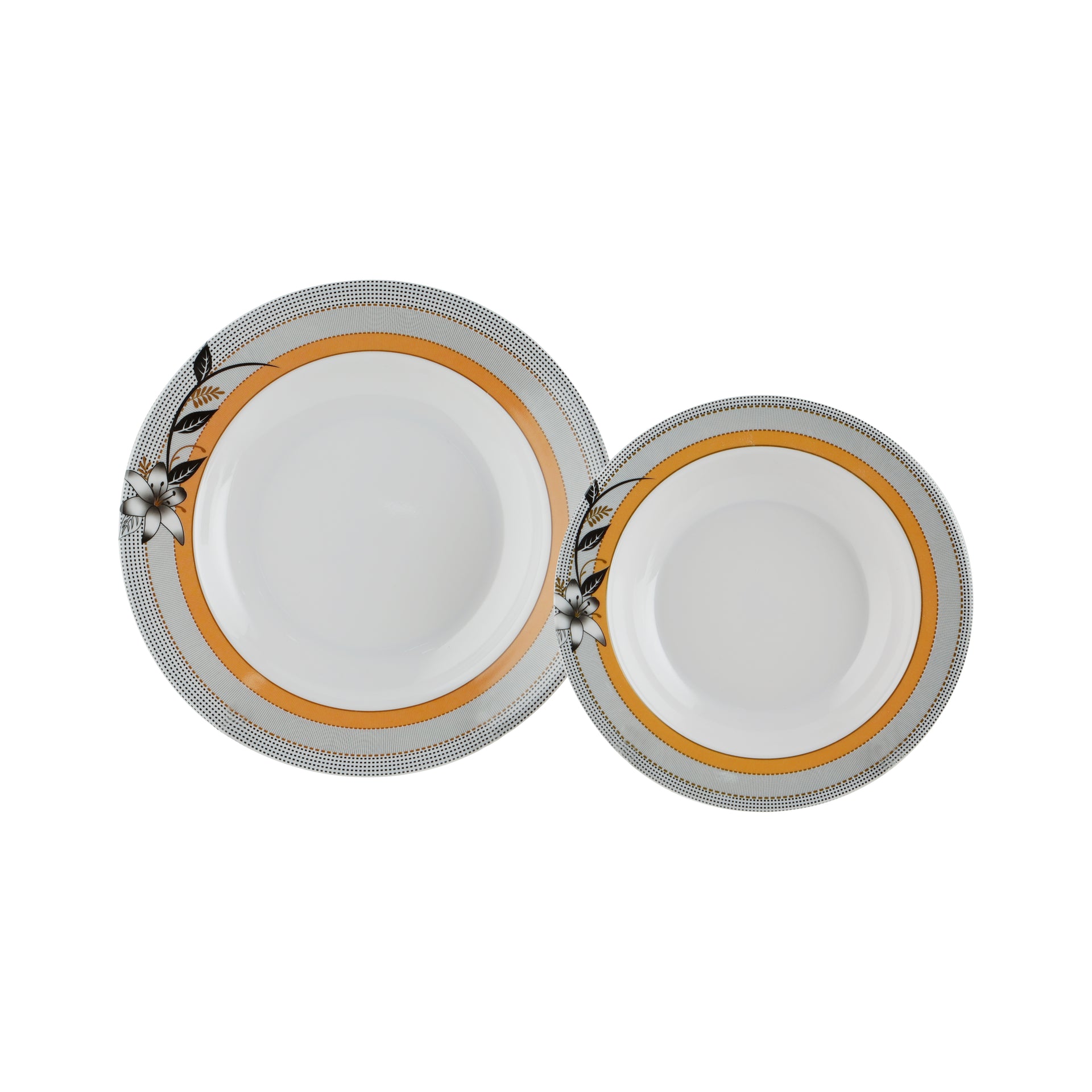 20 Pieces Melamine Dinner Set Multicolor Assorted Design White 10inch