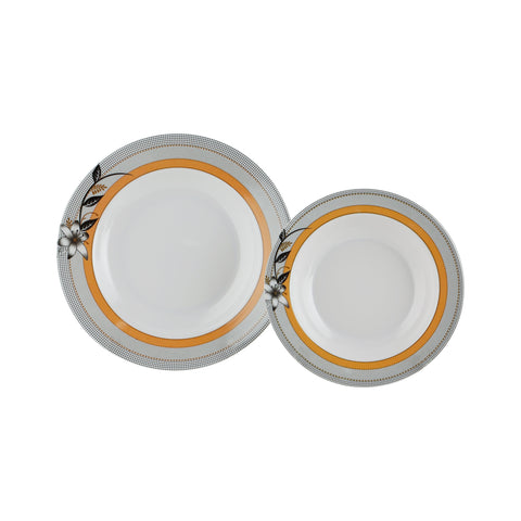20 Pieces Melamine Dinner Set Multicolor Assorted Design White 10inch