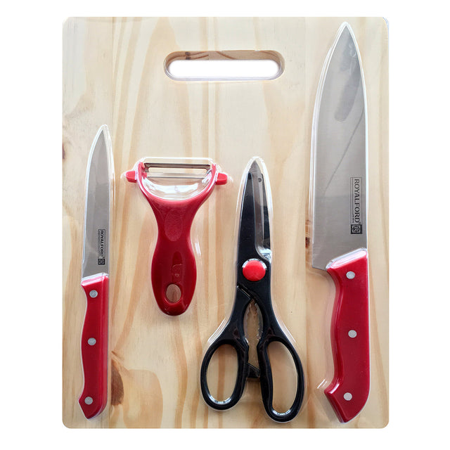 5-Piece Deluxe Cutting Set Black/Silver/Red