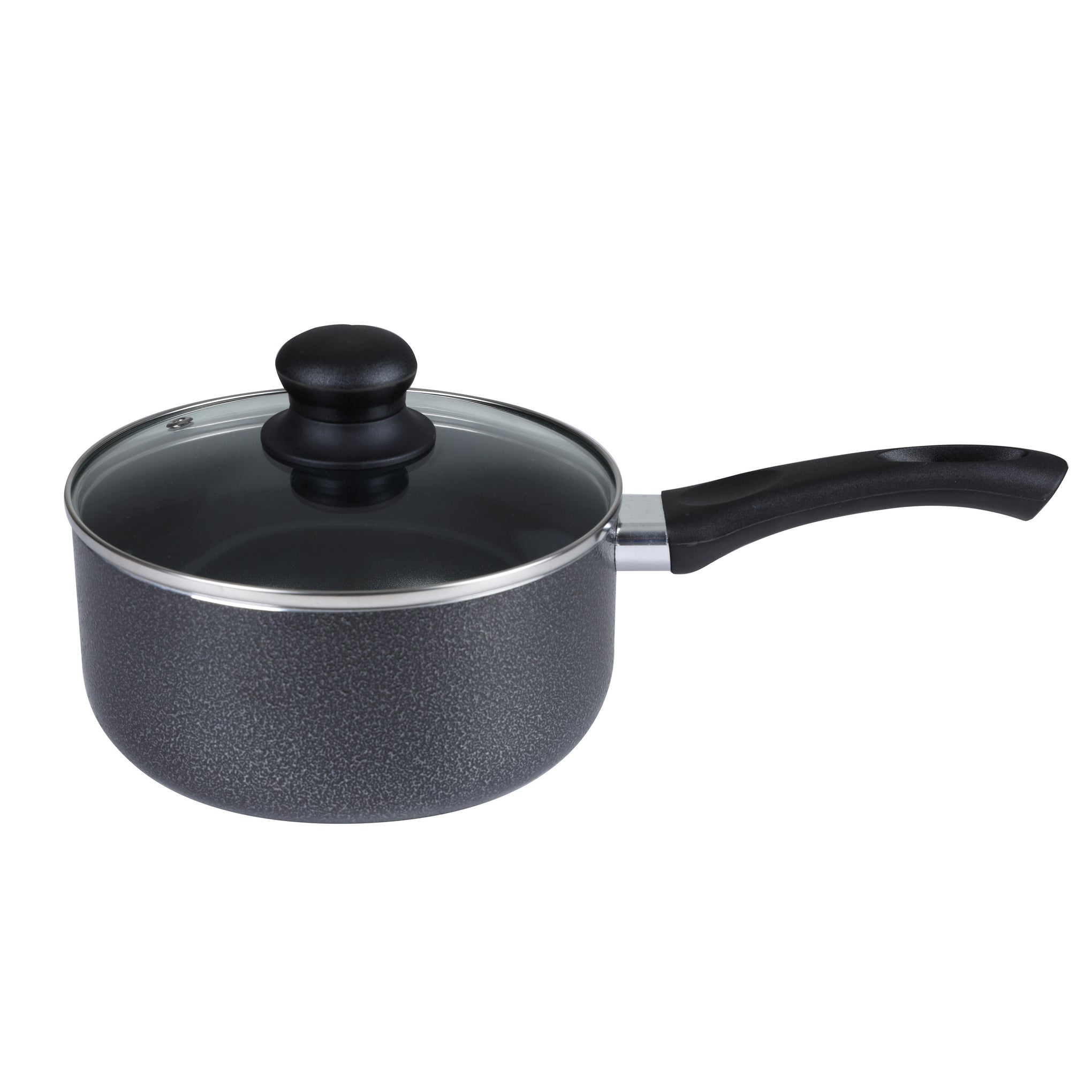 8-Piece Non-Stick Cookware Set Aluminum | Scratch-Resistant Non-Stick Coating with CD Bottom | Tempered Glass Lids, Heat-Resistant Bakelite Handles & Knobs Dark Black