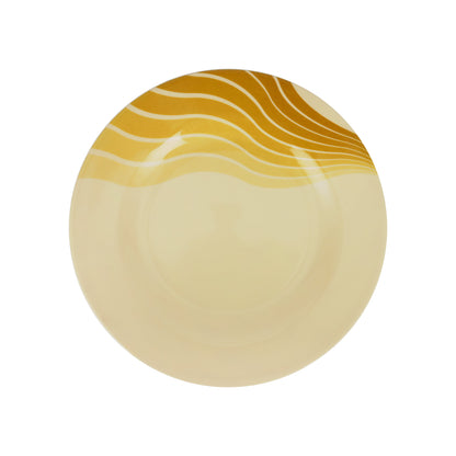 RF8190 8-Inch Melamine Radiant Thai Dinner Plate – Round Dinner Plate with Wavy Pattern & Raised Edge | Yellow
