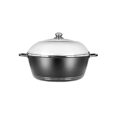 Royalford Die-cast Aluminium 36 cm Casserole with Glass Lid - Saucepan with Durable Non-Stick Coating - Stock Pot with Glass Lid & Heat-Resistant Handles - Cookware Casserole Pan