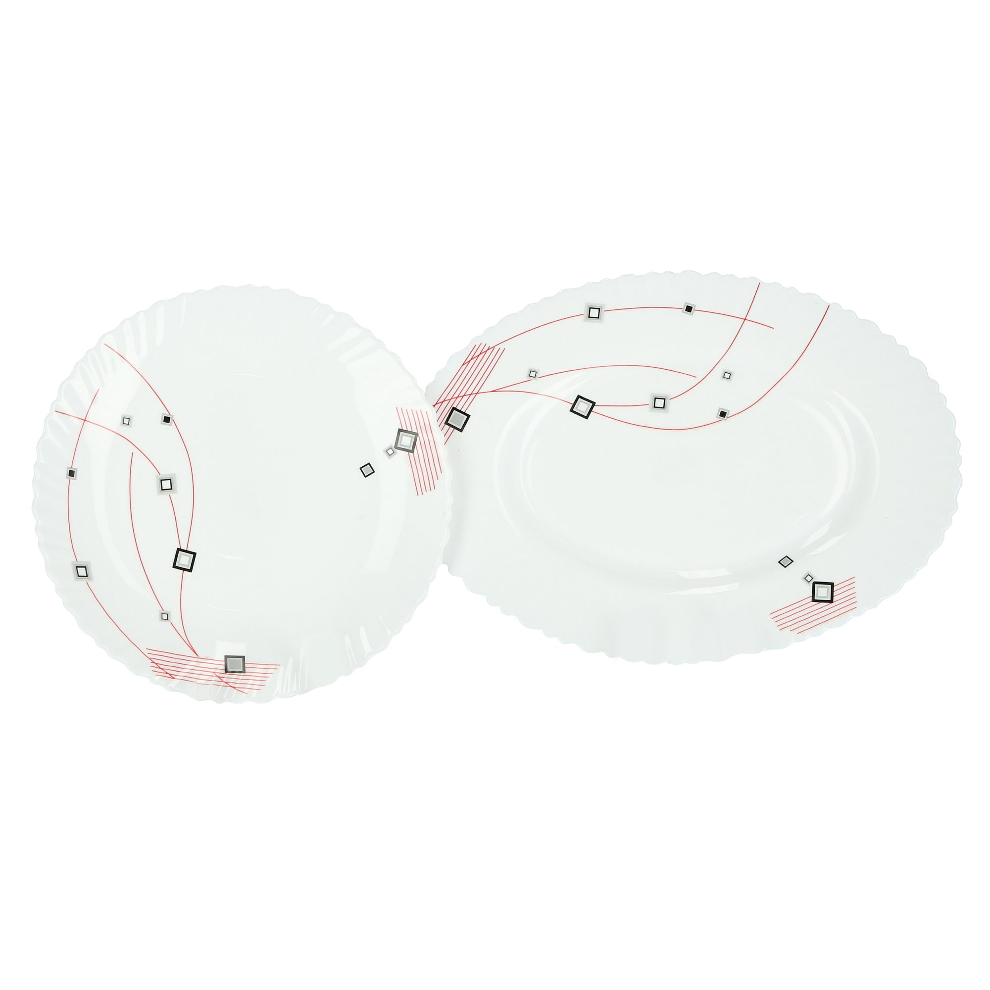 Royalford 33 Piece Opal ware Dinner Set- RF8982| Includes Dinner Plates, Quarter Plates, Oval Plates, Deep Soup Plates, Soup Bowls, Serving Bowls, Spoons| Chip-Resistant and Elegant Design White