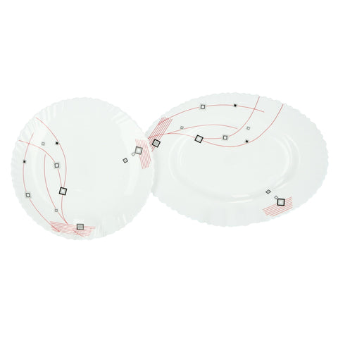 Royalford 33 Piece Opal ware Dinner Set- RF8982| Includes Dinner Plates, Quarter Plates, Oval Plates, Deep Soup Plates, Soup Bowls, Serving Bowls, Spoons| Chip-Resistant and Elegant Design White