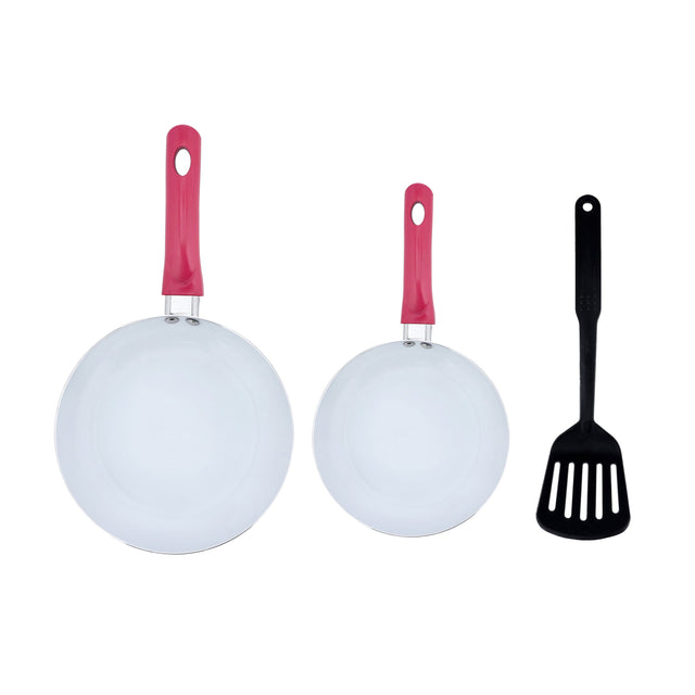 3-Piece Frying Pan Set Pink Frying Pan Medium 26, Frying Pan Small 20cm