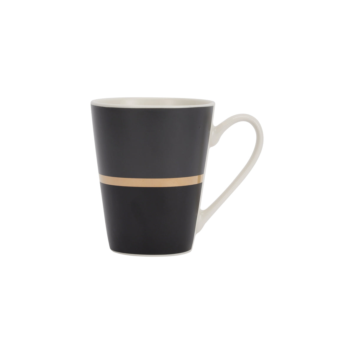 RF9370 11oz Porcelain Coffee Mug – Large Tea & Coffee Mug with Comfortable Handle, Thick Wall Design for Hot & Cold Drinks, Grey/Black/Gold