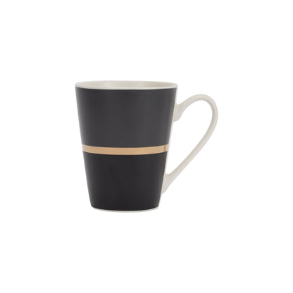 RF9370 11oz Porcelain Coffee Mug – Large Tea & Coffee Mug with Comfortable Handle, Thick Wall Design for Hot & Cold Drinks, Grey/Black/Gold