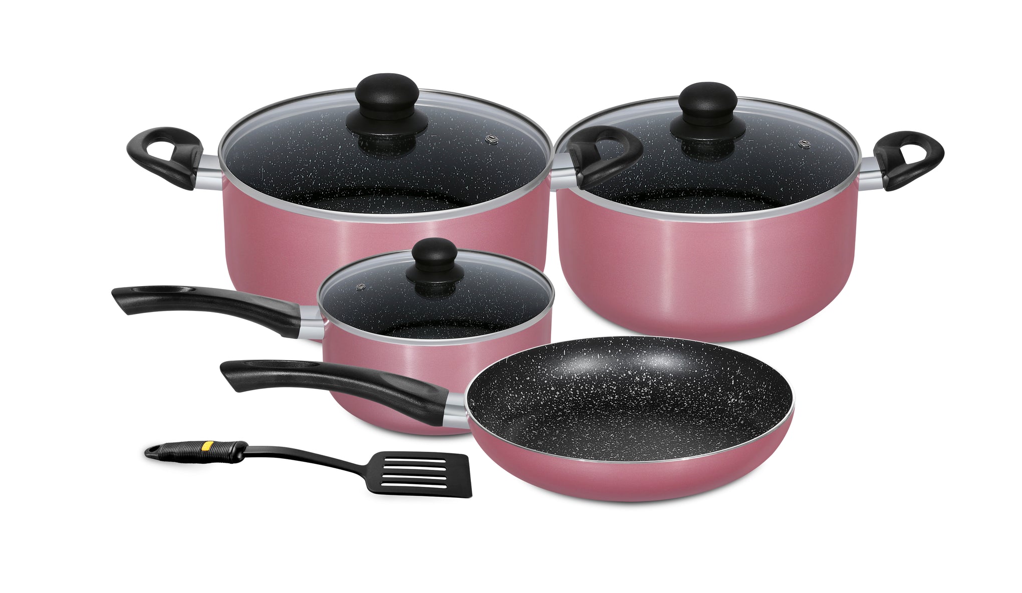 8-Piece Marble Aluminium Coating Cookware Set Pink 24x12x24cm