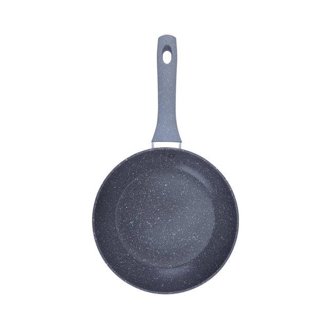 Royalford Smart Fry Pan - 5 Layer Granite Non-Stick Coating Pan | Multiple Hob Compatibility | Heat-Resistant Handle with Hanging Loop | Ideal Frying, Cooking, Sauteing & More | RF9464BGE Black/Grey/Silver