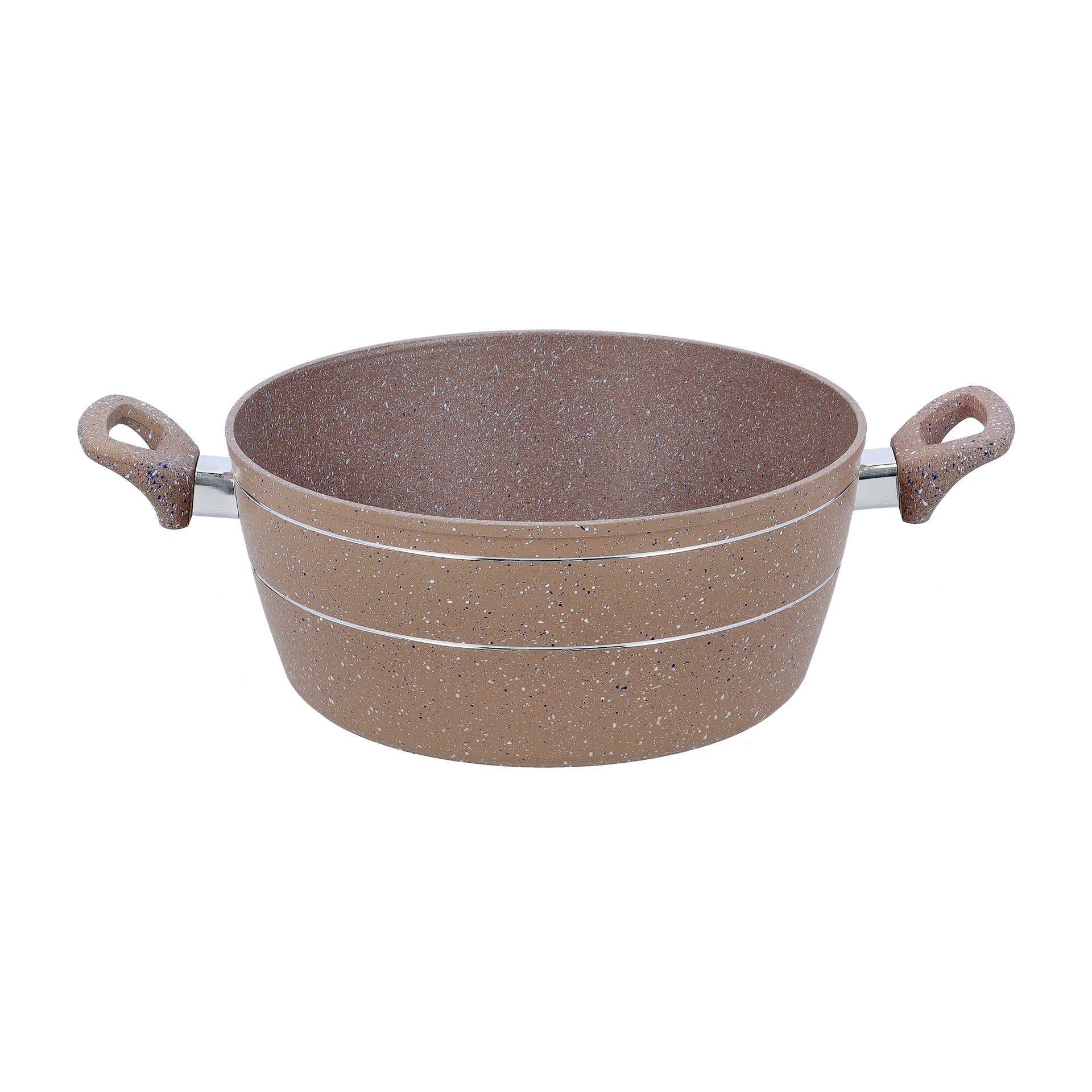 Sturdy And Durable Unique Designed Easy To Handle 5 Layer Construction Non-Stick Coating Granite Smart Casserole With Lid Brown 32cm