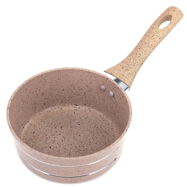 18 CM Smart Granite Saucepan with Durable Marble Coating - High-Quality Forged Aluminium Construction, 5 Layer Durable Construction, Non-Stick Pan for Gas, Induction & Ceramic Hobs - 3.8MM Induction Bottom Grey 18x8.2cm