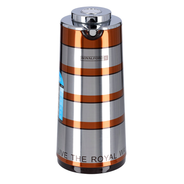Double Wall Golden Figured Vacuum Flask Silver/Orange 1Liters