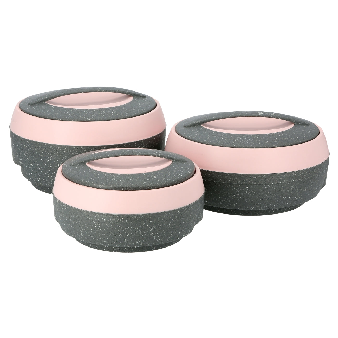 Set Of 3 Ceramic Casserole Pink and Grey