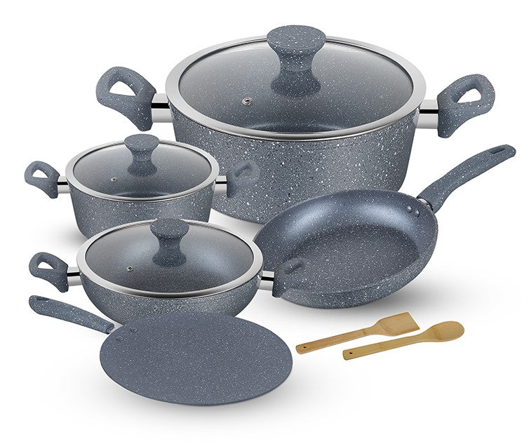 Royalford 10-Piece Aluminum Cookware Set Grey 28X11.7cm