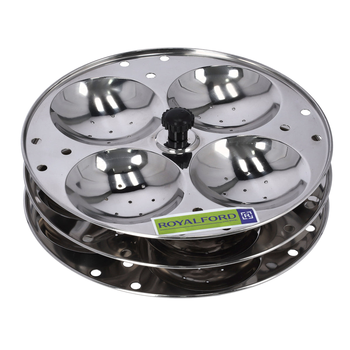 Stainless Steel Idly Stand, 3 Racks Makes 12 Idlis With Mini Hole Mechanism, 20.7 X 9.5 X 20.7 Cm, Made In India Silver 20.7cm