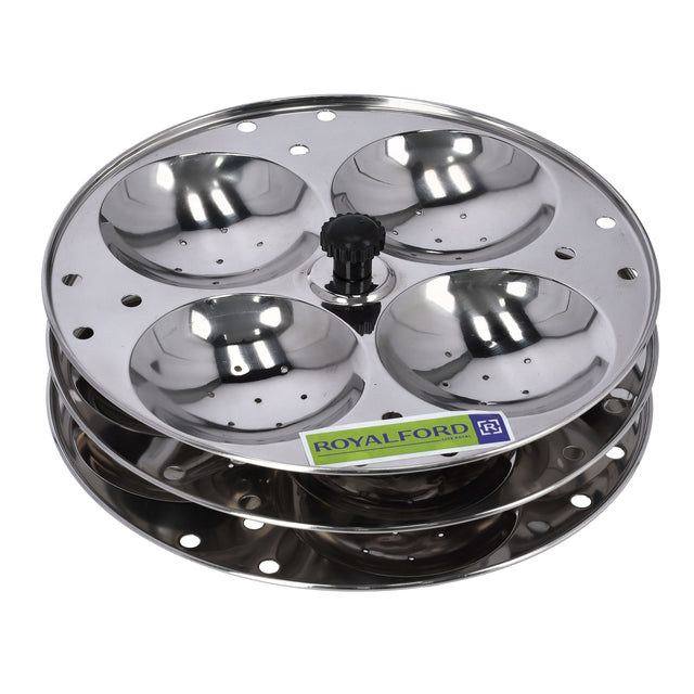 Stainless Steel Idly Stand, 3 Racks Makes 12 Idlis With Mini Hole Mechanism, 20.7 X 9.5 X 20.7 Cm, Made In India Silver 20.7cm