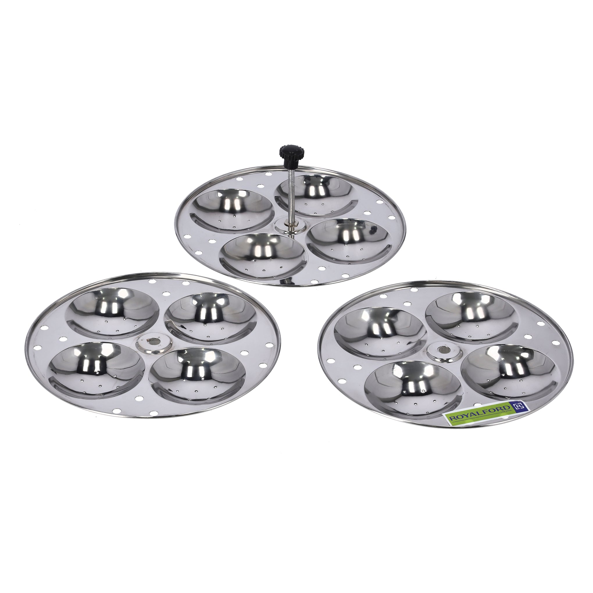 Stainless Steel Idly Stand, 3 Racks Makes 12 Idlis With Mini Hole Mechanism, 20.7 X 9.5 X 20.7 Cm, Made In India Silver 20.7cm