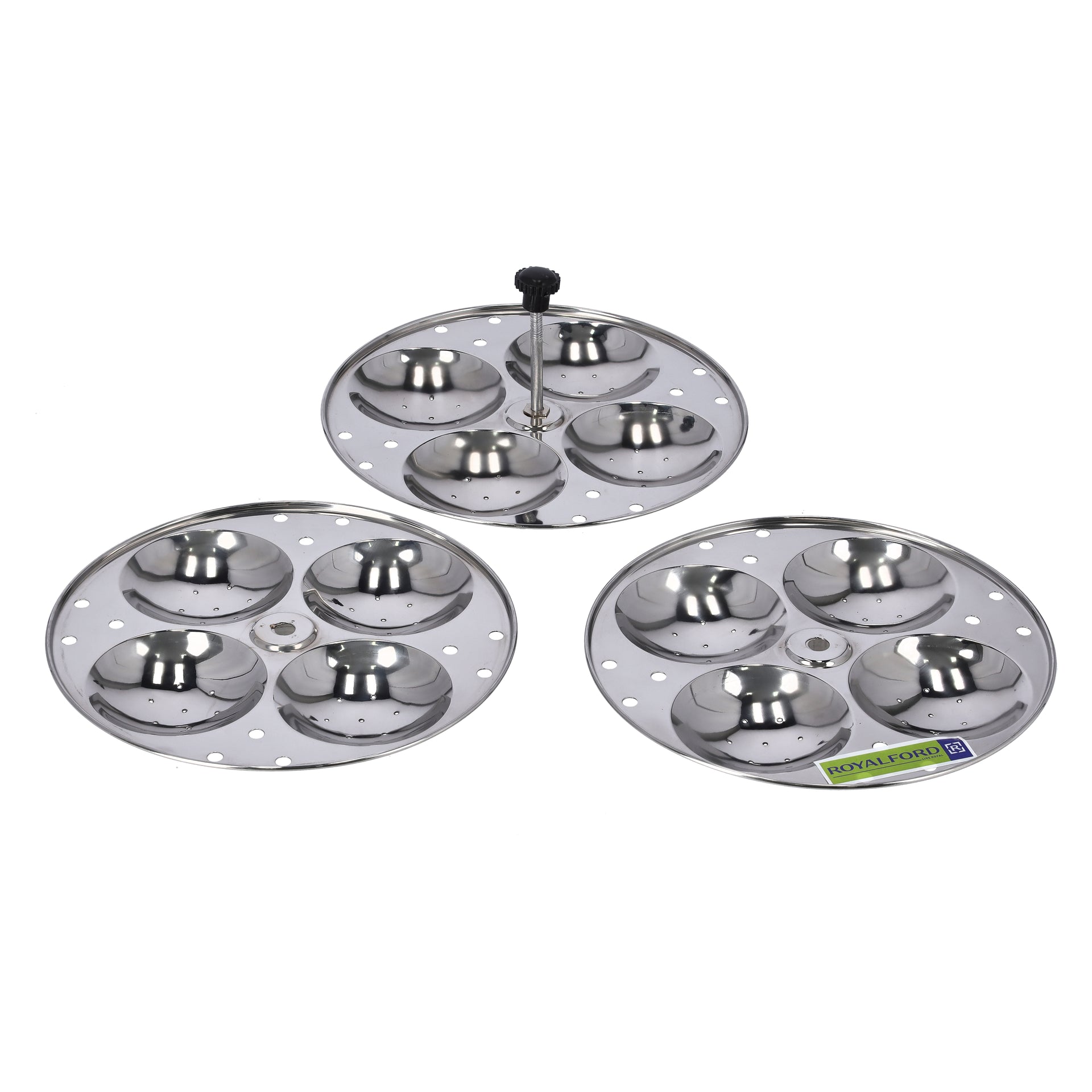 Stainless Steel Idly Stand, 3 Racks Makes 12 Idlis With Mini Hole Mechanism, 20.7 X 9.5 X 20.7 Cm, Made In India Silver 20.7cm