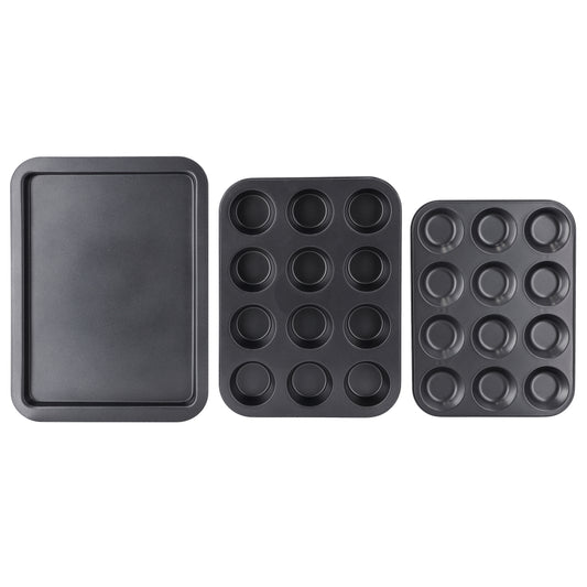 3-Piece Baking Set Black 38.3cm