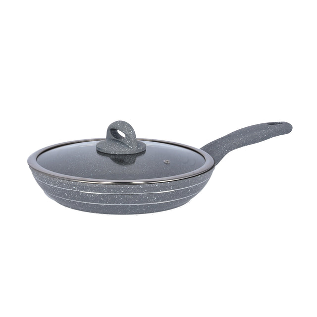 28Cm Smart Granite Series Frypan Forged Aluminium Body Durable Granite Coating 5 Layer Constructions Tempered Glass Multi Color Multi Color 28Cmcm