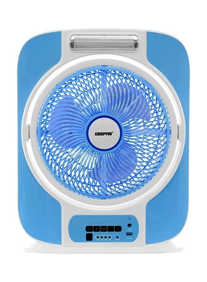 12 Inch Rechargeable Box Fan, 40 Hours Working, Up/Down Tilting, USB 5V Output, 9 Speed Options, LCD Display, 0.5 Hours Timer, Battery Level Indicator GF989 Black/White