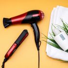 Geepas 2200W Hair Dryer & Hair Straightener - 2 Speed & 2 Heat Setting with Cool Shot Function | Ceramic Coating Plates | Ideal for Short /Long Hairs