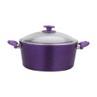 Aluminium Casserole with Durable Granite Coating, RF10259 | 5 Layer Durable Construction | Nonstick Aluminium Casserole Pot with Glass Lid & Bakelite Handles