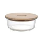 Round Glass Food Container with Bamboo Lid, RF10326 - Freezer & Dishwasher Safe, Air Tight Lid with Silicone Sealing Ring, Portable, Eco-Friendly