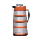 Royalford RF9590 1.9L Double Wall Golden Figured Vacuum Flask - Portable Heat Insulated Thermos Hot/Cold Long Hours Retention | Push Button | Coffee, Hot Water, Tea, Beverage | Ideal for Commercial & Outings