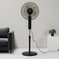 Geepas 16" Remote Control Stand Fan- GF9489| High Performance Fan with 3-Speed Controls, 5 Leaf Blades and Remote Control| Adjustable Tilt Angle, Height and Efficient Cooling| High Performance 60W Motor for High Speed Wind| 2 Years Warranty| Black 