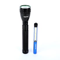 Geepas 2-in-1 Rechargeable Flashlight 236mm - Hyper-bright Cool White Terralux Power LED Rechargeable Battery up to 1500 Times with Highly Durable Waterproof Body | Ideal for Campaigning, Trekking, Cycling & Night Outings