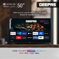 Geepas 50" Ultra HD LED TV- GLED5040TSUHD/ VIDAA Powered, with Bluetooth, Wi-Fi, Screen Sharing Smart TV/ with Remote Control and Wall Bracket, HDMI and USB Ports/ Licensed Contents and Pre-Installed Apps, Dolby Digital/ Topaz Blue Series