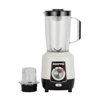 Geepas 2-in-1 Blender- GSB44027T/ 600 W, Powerful Motor with 2 Speed Setting and Pulse/ Transparent Jars with Stainless Steel Blade, Grinder Attachment/ for Making Smoothies, Milkshakes, etc. Grinding Beans, Coconut, Nuts, etc. Ice Crushing