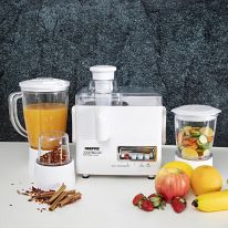  Geepas 4-in-1 Food Processor -  Blender Juicer, 2-Speed with Pulse Function & Safety Interlock | 600W | Juicer, Blender, Mixture & Coffee Mill Included