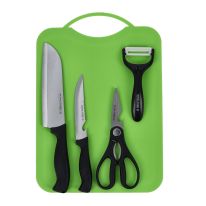 5 Pcs Kitchen Gadget Set, Stainless Steel & PP, RF10463 | Includes 2 Knife Set, A Peeler, A Scissor and Cutting | All-in-1 Kitchen Set