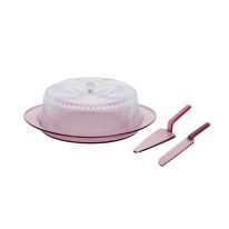 Royalford Cake Serving Set, Elegant, Freezer Safe & BPA Free, RF10850 | Top Rack Dishwasher Safe | Multifunctional Salad Bowl, Chip Dip Server, Cake Plate with Dome | Cake Cutting Knife