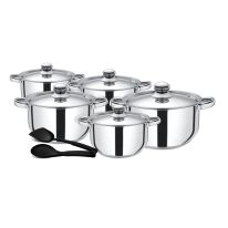 Royalford Stainless Steel Induction Safe 12PC Casserole/Saucepan Pots with Lid, and Nylon Slotted Turner - Induction Safe Non-Stick Cookware Set - Riveted Handles - Cookware Casserole Stock Pots